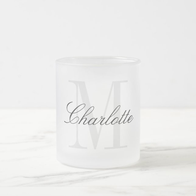 Caneca De Café Vidro Jateado Nome do Monograma (Centro)