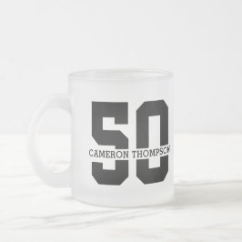 Caneca De Café Vidro Jateado Nome Personalizado 50º Aniversário Moderno