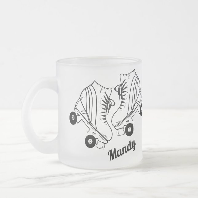 Caneca De Café Vidro Jateado Nome Personalizado de Desenho do Cilindro Minimali (Esquerda)