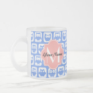 Caneca De Café Vidro Jateado Nome Personalizado do Monograma de Coral Padrão de