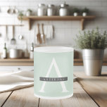 Caneca De Café Vidro Jateado Nome Personalizado Mint Pastel Minimalista<br><div class="desc">Nome Personalizado Mint Pastel Minimalista</div>