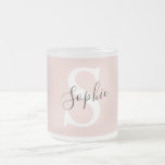Caneca De Café Vidro Jateado Nome Personalizado Moderno Monograma Pastel Rosa<br><div class="desc">Nome Personalizado Moderno Monograma Pastel Rosa</div>