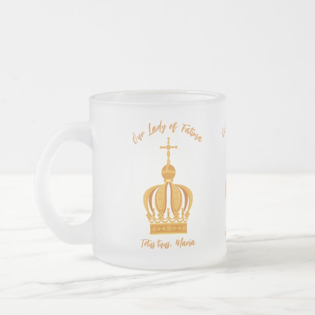 Caneca De Café Vidro Jateado Nossa Senhora da Fatima coroa (Esquerda)