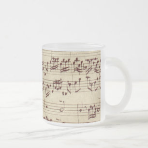 Caneca De Café Vidro Jateado Notas Musicais Antigas - Partitura de Bach
