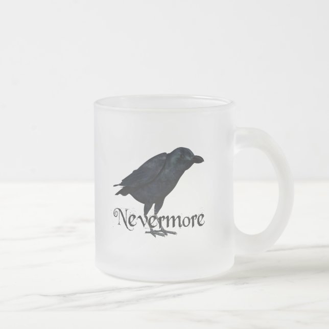 Caneca De Café Vidro Jateado nunca mais corvo 3D (Direita)