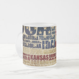 Caneca De Café Vidro Jateado Nuvem de Palavras da Bandeira dos EUA Arte com Tod