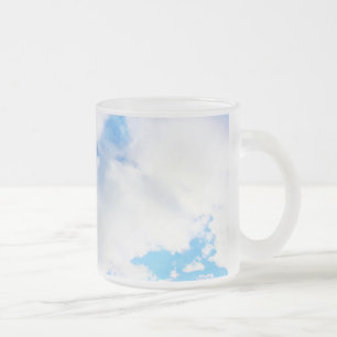 Caneca De Café Vidro Jateado Nuvens Brancas Puffy e Céu Azul