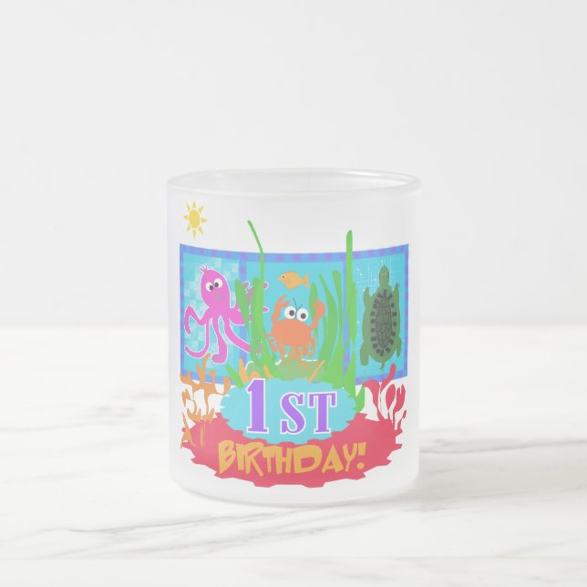 Caneca De Café Vidro Jateado ø Camiseta submarino do aniversário da aventura (Centro)