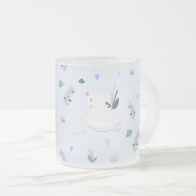 Caneca De Café Vidro Jateado O Cisne Coroado (Frente Esquerda)