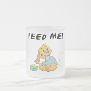 Caneca De Café Vidro Jateado O filhote de cachorro alimenta-me o camiseta e os