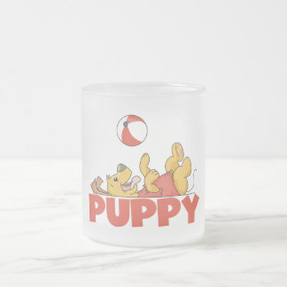Caneca De Café Vidro Jateado O filhote de cachorro joga o camiseta e os