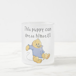 Caneca De Café Vidro Jateado O filhote de cachorro veste acima o camiseta e os