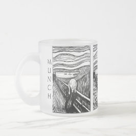 Caneca De Café Vidro Jateado O Grito de Munch – Litografia de Linha Preta