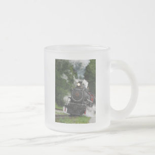 Caneca De Café Vidro Jateado o motor da estação de comboio do trilho do vapor
