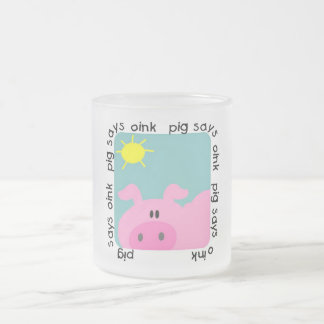 Caneca De Café Vidro Jateado O porco diz Oink o camiseta e os presentes