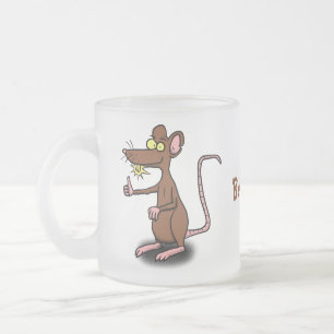 Caneca De Café Vidro Jateado O rato marrom bonitinho encaixa o desenho