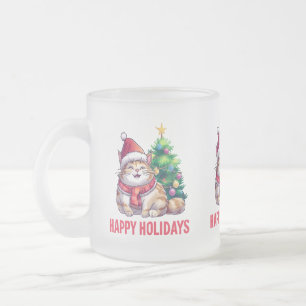 Caneca De Café Vidro Jateado O Santa Patas Diz Felizes Festas