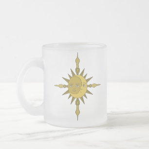 Caneca De Café Vidro Jateado O Sol e a Lua