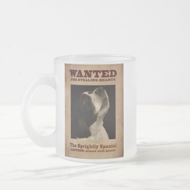 Caneca De Café Vidro Jateado O Spaniel de Springer enérgico (Esquerda)