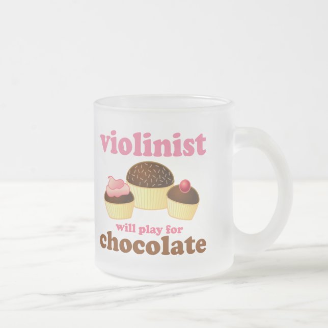 Caneca De Café Vidro Jateado O violinista jogará para o chocolate (Direita)