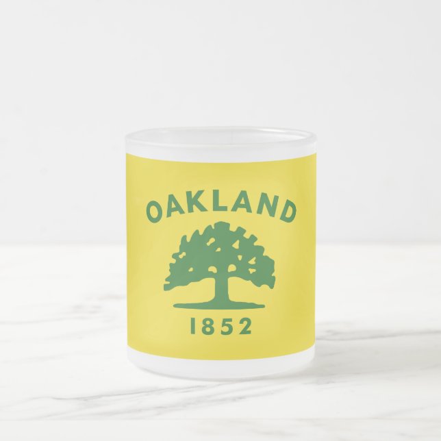 Caneca De Café Vidro Jateado Oakland, California Flag (Centro)