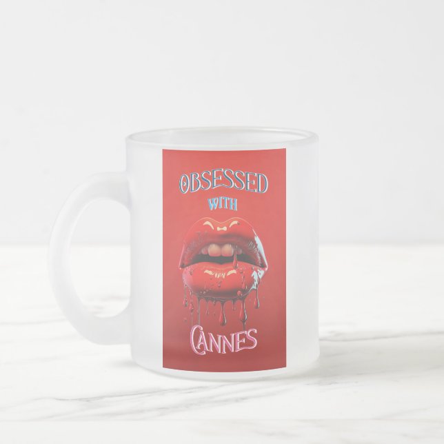 Caneca De Café Vidro Jateado Obcecado Com Cannes (Esquerda)