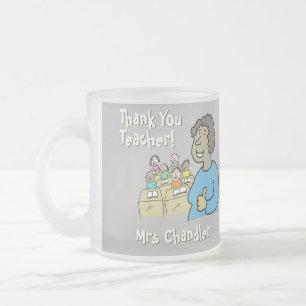 Caneca De Café Vidro Jateado Obrigado a uma professora feminina