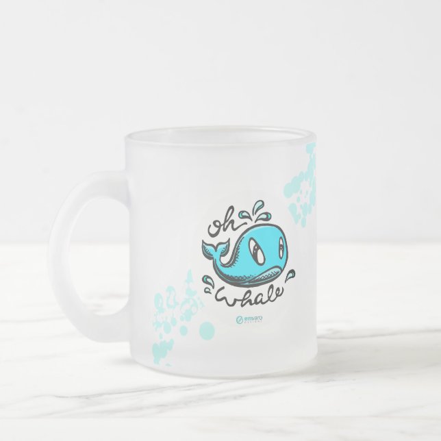 Caneca De Café Vidro Jateado Oh baleia (Esquerda)