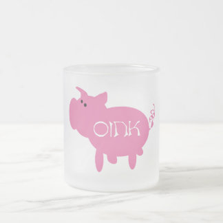 Caneca De Café Vidro Jateado Oink camiseta e presentes cor-de-rosa do porco