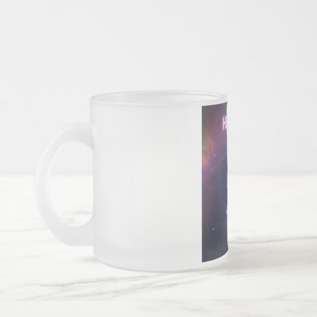 Caneca De Café Vidro Jateado Olá do espaço. (Esquerda)