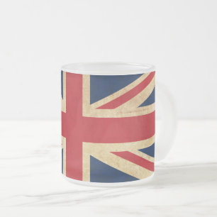Caneca De Café Vidro Jateado Old Vintage Grunge Reino Unido Flag Union Jack