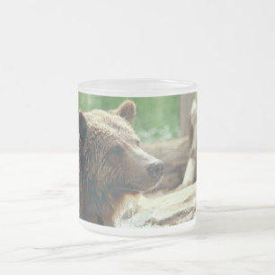 Caneca De Café Vidro Jateado Olhos animais da cara do urso adorável bonito da