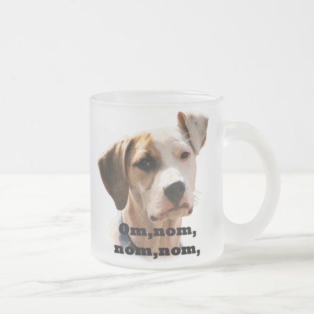 Caneca De Café Vidro Jateado Om, nom, nom. (Direita)