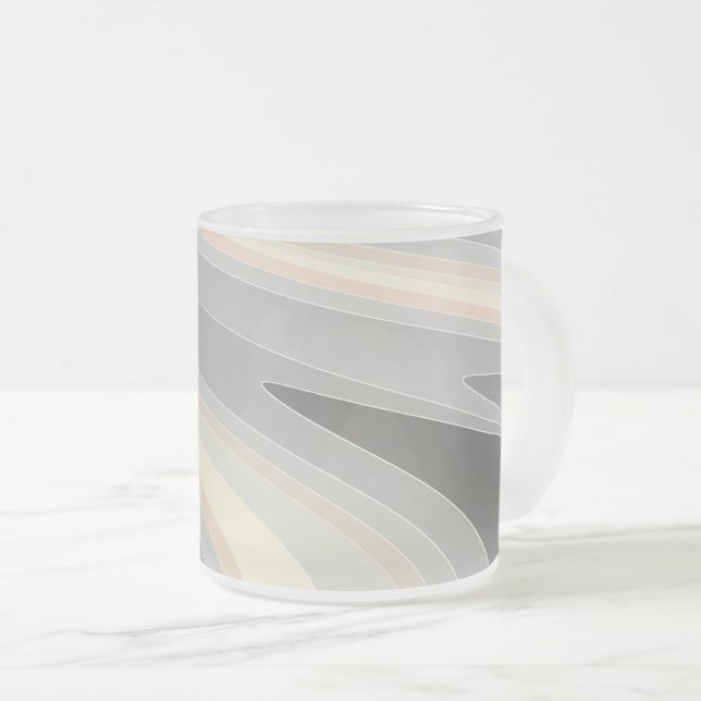 Caneca De Café Vidro Jateado Ondas cor-de-rosa cinza (Frente Esquerda)