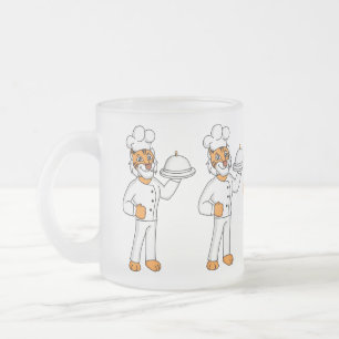 Caneca De Café Vidro Jateado Óptica de desenho animado de tigre engraçado