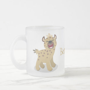 Caneca De Café Vidro Jateado Óptica hiena engraçada rindo ilustração de des