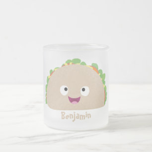 Caneca De Café Vidro Jateado Óptica ilustração do desenho animado do taco feliz