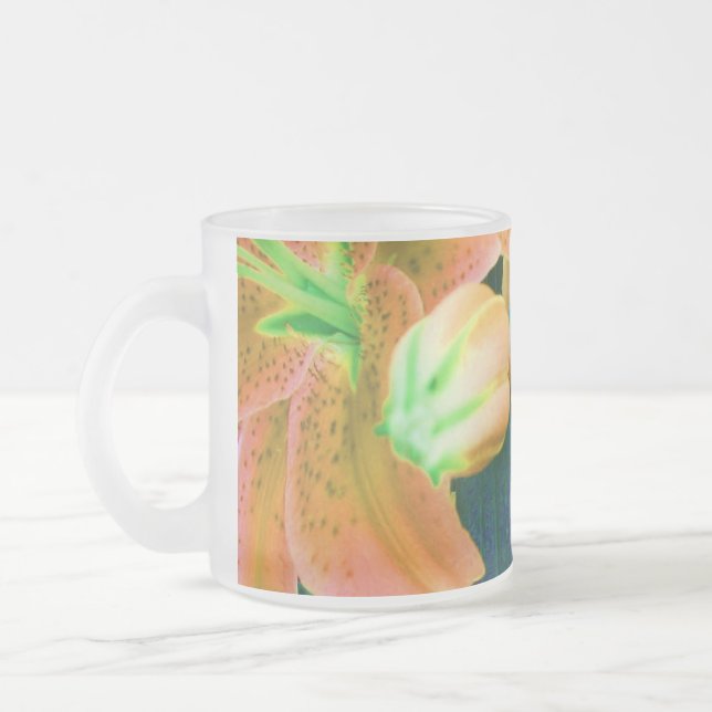 Caneca De Café Vidro Jateado "Orange Lily" Mug (Esquerda)