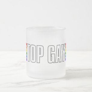 Caneca De Café Vidro Jateado Orgulho gay superior Orgulho gay do Arco-Íris Sina