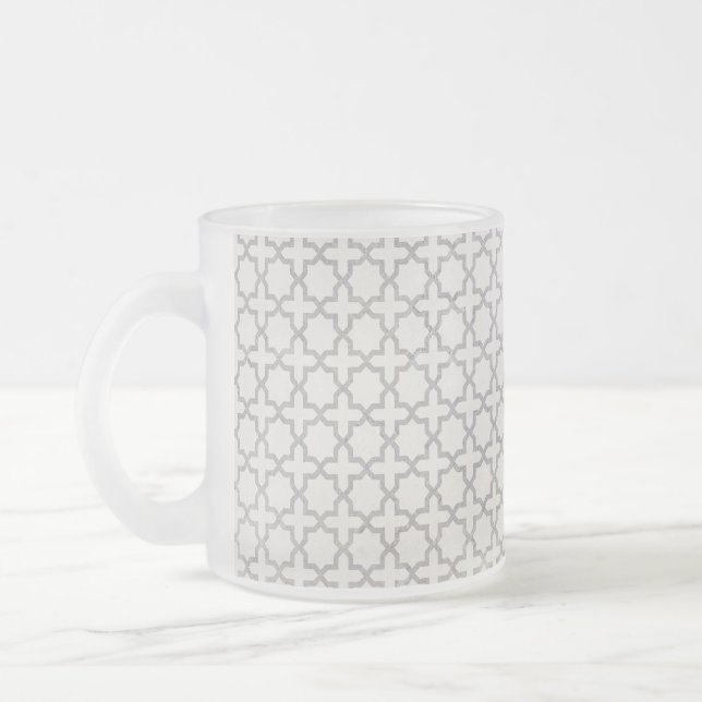 Caneca De Café Vidro Jateado Ornamento Arabe Elegante (Esquerda)