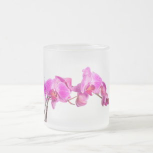 Caneca De Café Vidro Jateado Orquídea