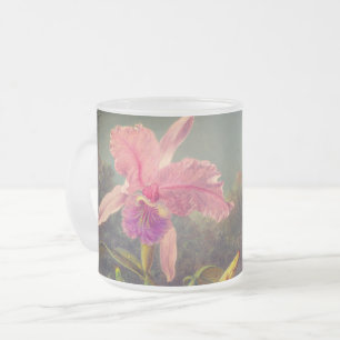 Caneca De Café Vidro Jateado Orquídea de Cattleya e três beija-flores