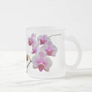 Caneca De Café Vidro Jateado Orquídeas de traça cor-de-rosa - Phalaenopsis