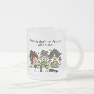 Caneca De Café Vidro Jateado Os amigos não deixam o vinho dos amigos apenas