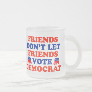 Caneca De Café Vidro Jateado Os amigos não deixam o voto Democrata dos amigos