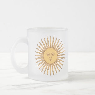 Caneca De Café Vidro Jateado Ouro Sun da Argentina, Sol de Mayo