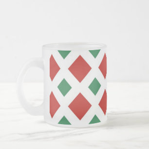Caneca De Café Vidro Jateado Ouros Vermelhos e Verdes em Branco
