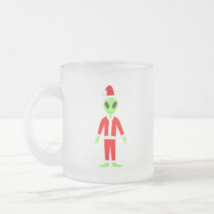 Caneca De Café Vidro Jateado OVNI Ho Pai alienígena de Natal