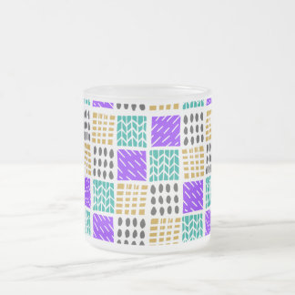 Caneca De Café Vidro Jateado Padrão Abstrato de Quadrados Geométricos Coloridos