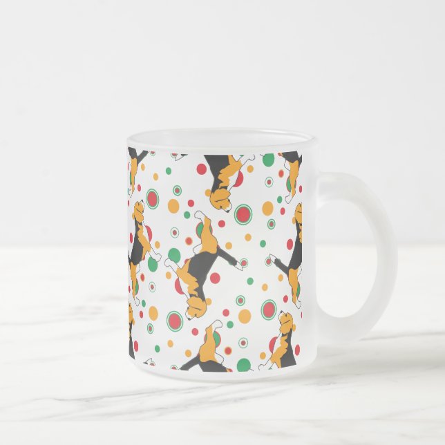 Caneca De Café Vidro Jateado Padrão Beagle (Direita)